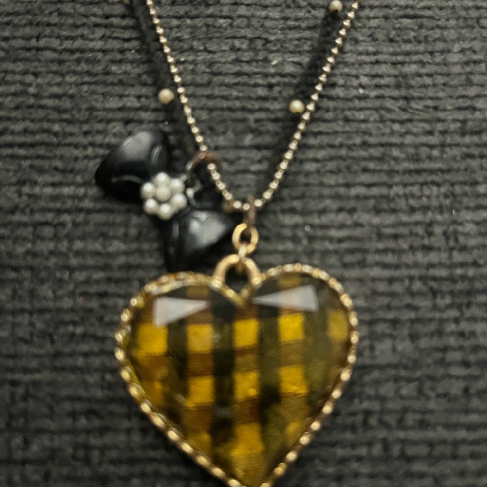 Gold and Black Heart Pendant Necklace
